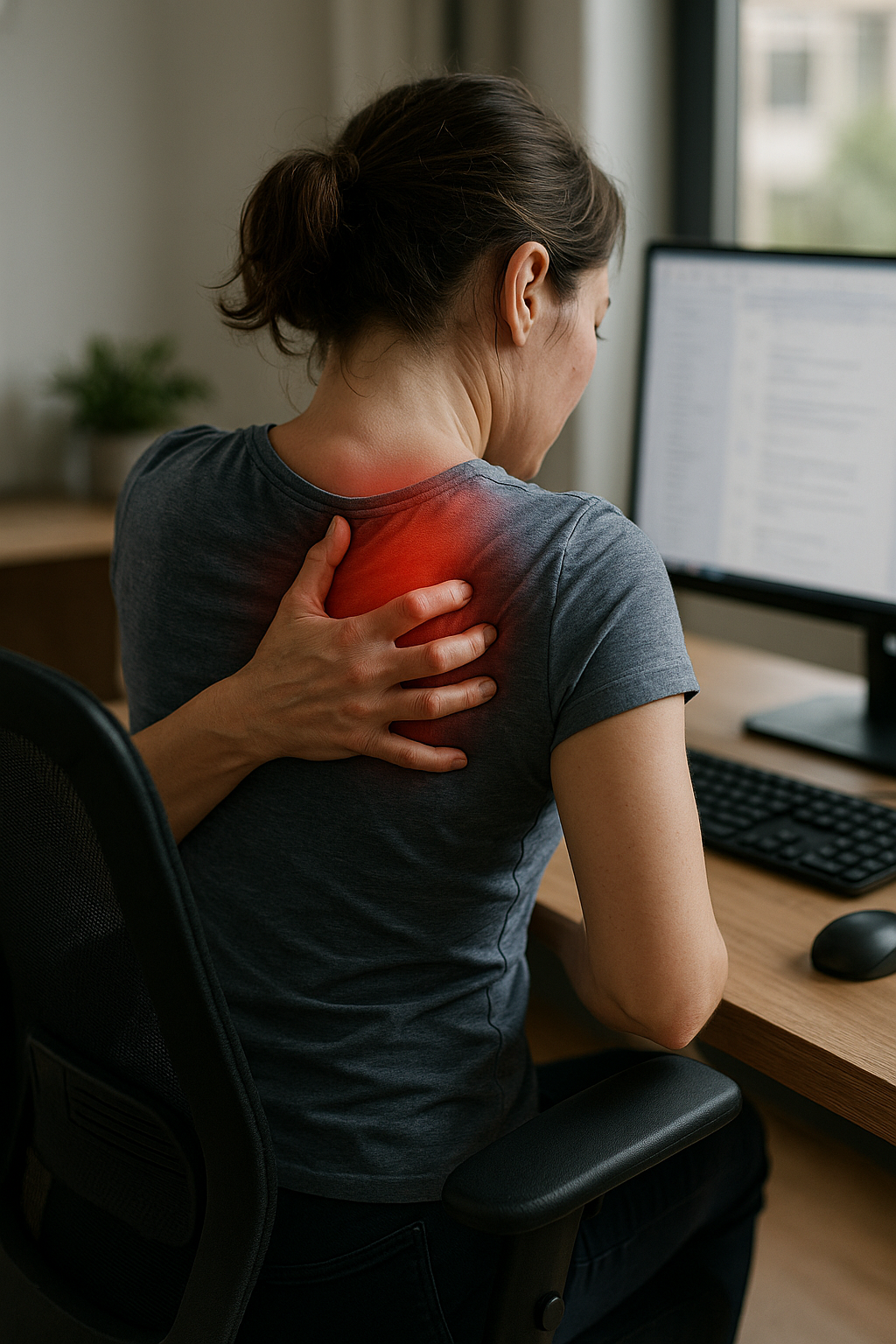 Soulagement efficace de la douleur entre les omoplates grâce à l'ergonomie quotidienne