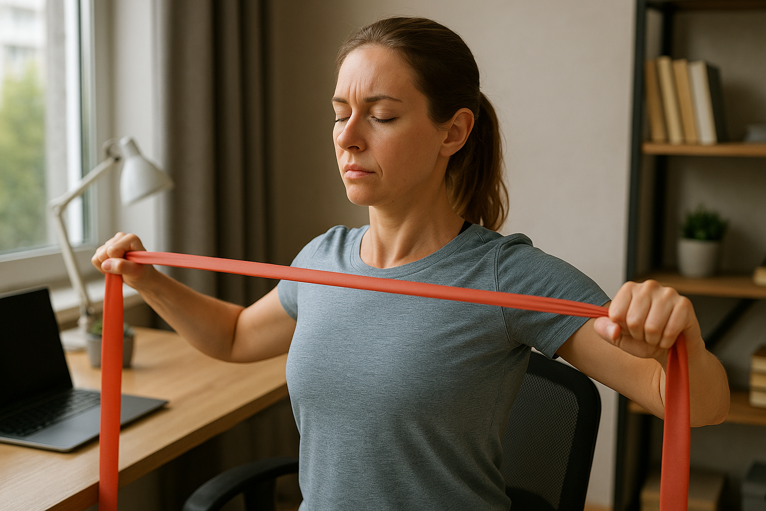Découvrez des exercices efficaces pour les épaules et la nuque avec élastique pour le lecteur de pratique